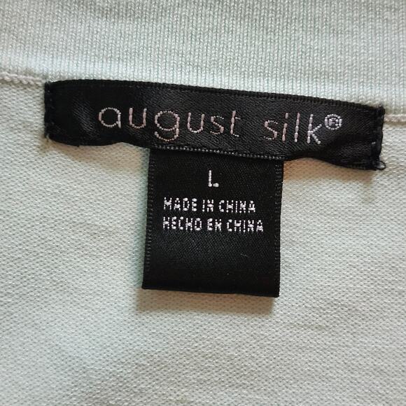 August Silk Lightweight Beaded Neckline Short Sleeve Sweater Size Large - Picture 3 of 8